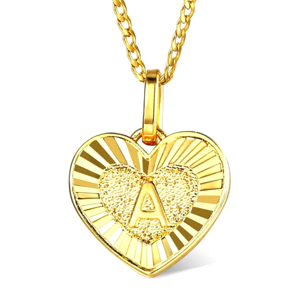 A-Z Heart shaped initials gold pendant only.
